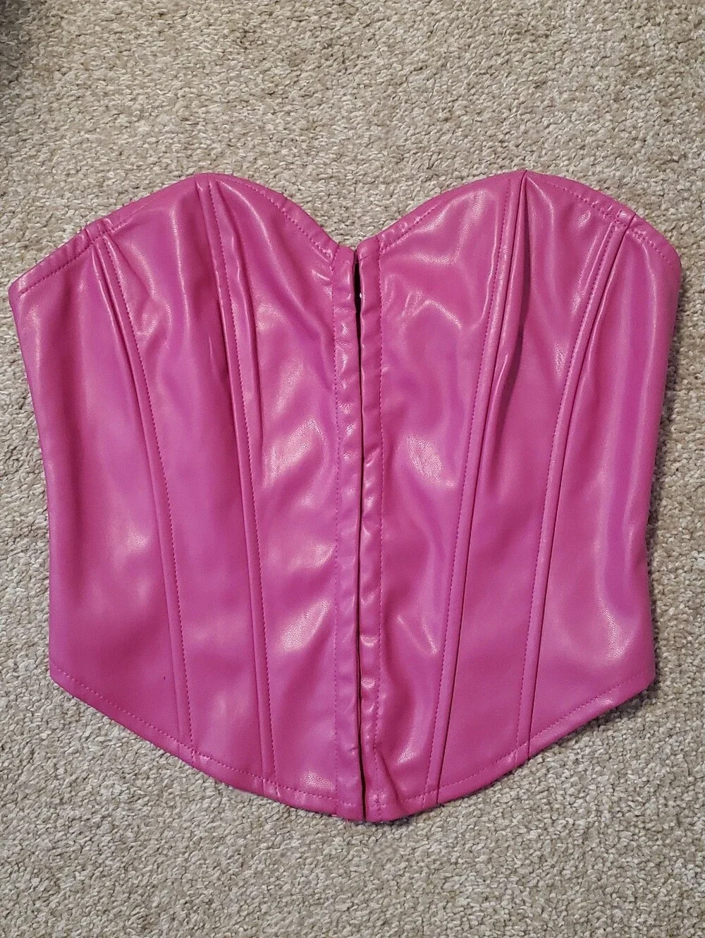 Pink Strapless Faux Leather Corset - Picture 3 of 4